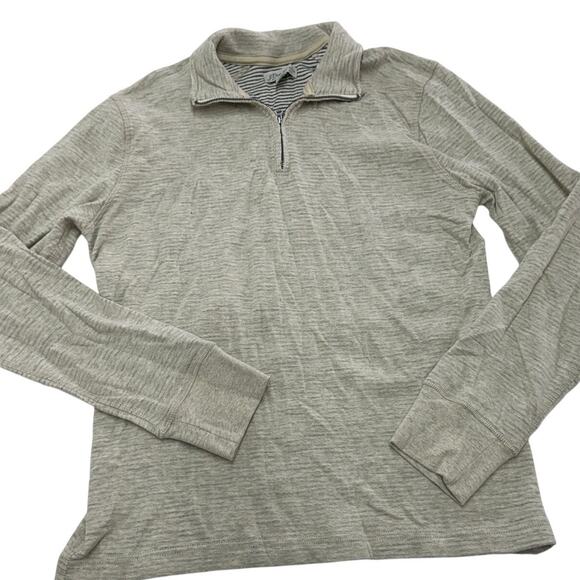 J. Crew Sweater Mens Medium Heathered Cream Grey Double Knit Half Zip Pullover - Picture 2 of 9